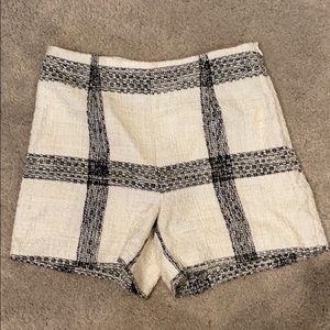Zara black and white tweed high waisted shorts